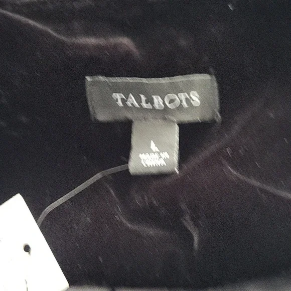 Talbots Black Velvet Button Front Shirt Sz L - Picture 9 of 10